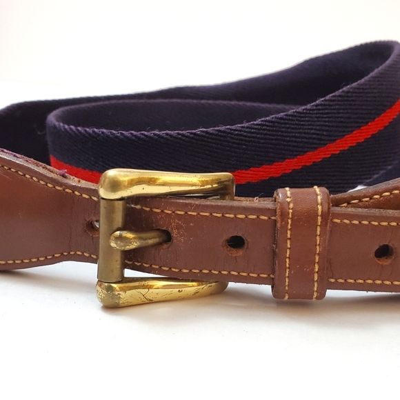 Dooney and Bourke - Purple and Red striped wool, leather, and brass belt - Picture 2 of 5